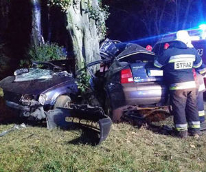 Gnał 190 km/h, roztrzaskał się na drzewie