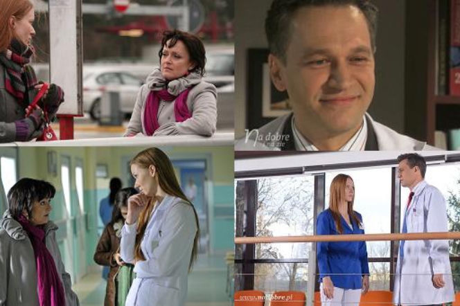 NA DOBRE i NA ZŁE. Wiktoria Consalida (Katarzyna Dąbrowska), prof. Andrzej Falkowicz (Michał Żebrowski), matka Wiktorii (Barbara Lauks)