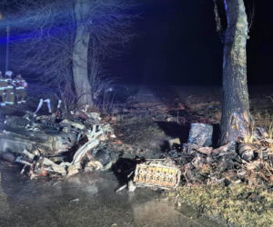 BMW uderzyło w drzewo  i stanęło w płomieniach. Nie żyje 32-latek!