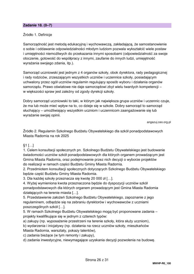 Próbna matura 2026: WOS. Arkusze CKE, pytania i odpowiedzi z WOS-u [16.01.2026]