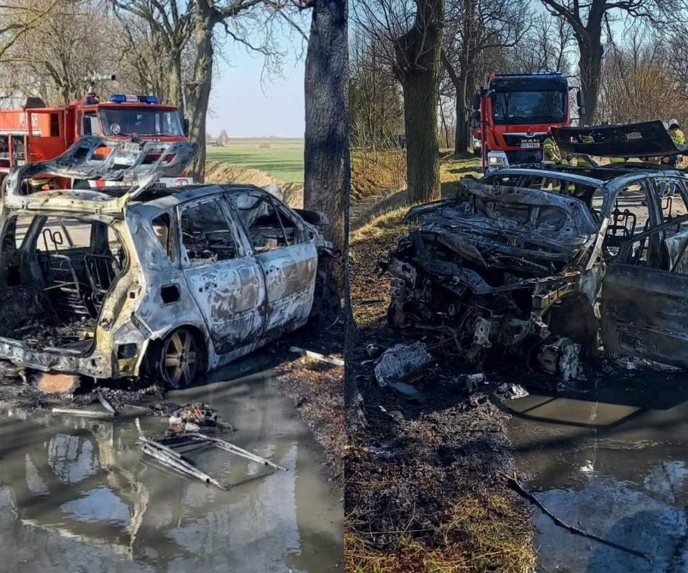 Potworny wypadek w Palczewie. Auto stanęło w płomieniach