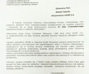 Platforma dziękuje Falencie