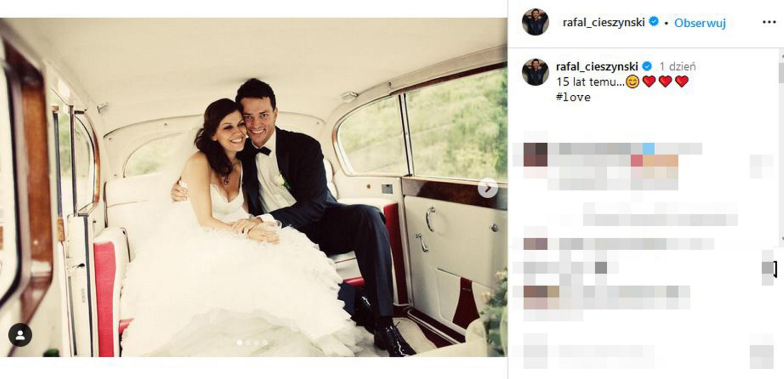 Rafał Cieszyński i Alżbeta Leńska w 15 rocznice ślubu pokazali archiwalne zdjęcia