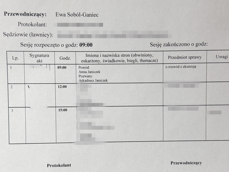 Arkadiusz Janiczek i Anna Janiczek w sądzie: sparwa o rozwód z eksmisją
