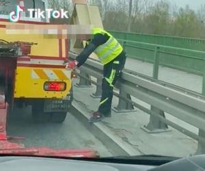 Problematyczny kierowca na Moście Siekierkowskim 11.04.2026