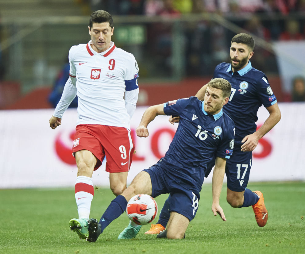 Robert Lewandowski podczas Polska - San Marino