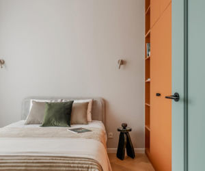 Mieszkanie w kolorach szałwiowej zieleni i ciepłej terakoty