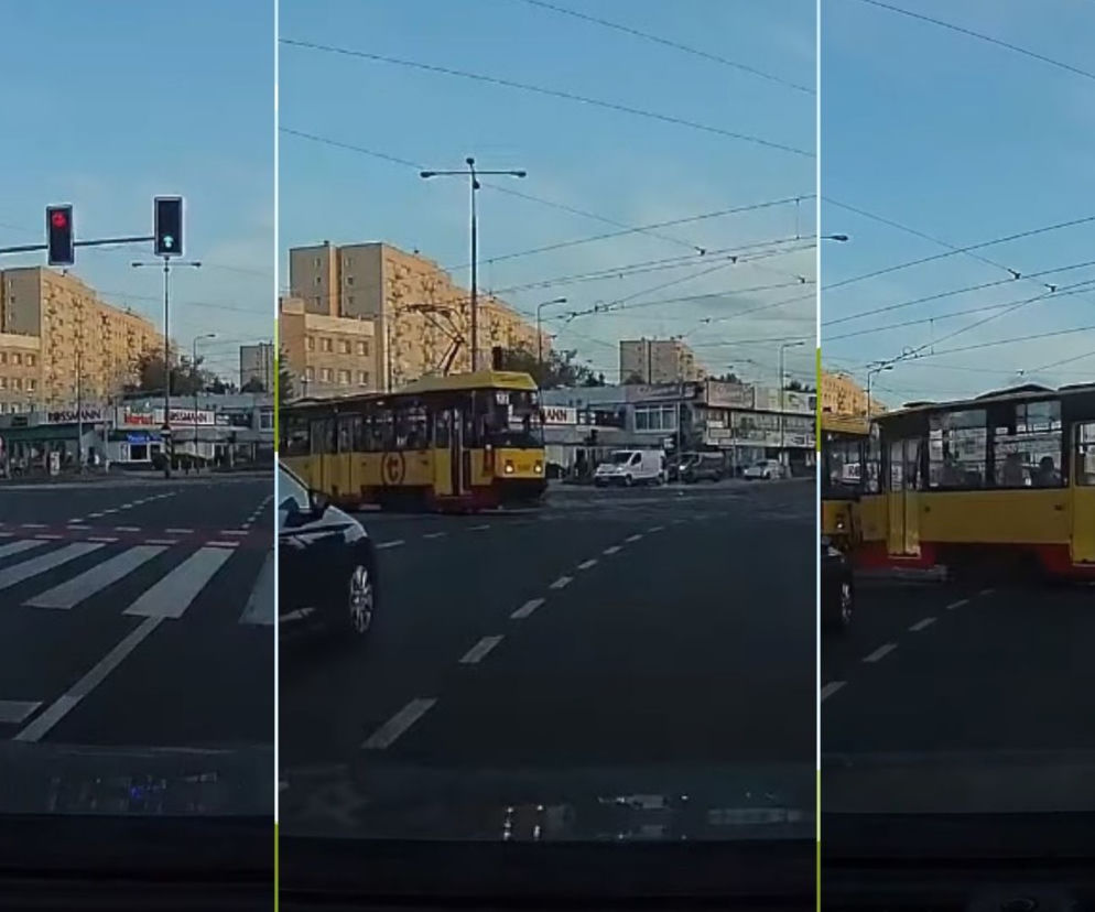 Motorniczy olał czerwone i wjechał tramwajem wprost przed auta