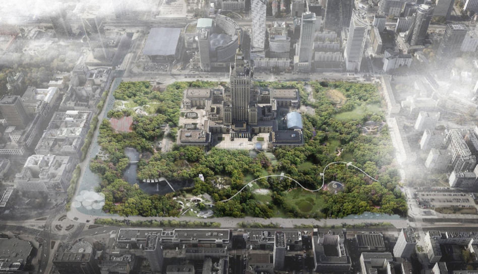 Praca konkursowa „Plac Oddechu”, autorzy Patrycja Stołtny, Michał Sapko, konkurs FUTUWAWA „Patrz na Plac”, 2016