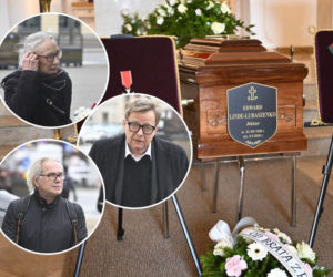 Tłum gwiazd na pogrzebie Edwarda Linde-Lubaszenki. Rodzina i przyjaciele aktora nie kryją łez