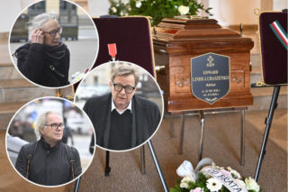 Tłum gwiazd na pogrzebie Edwarda Linde-Lubaszenki. Rodzina i przyjaciele aktora nie kryją łez