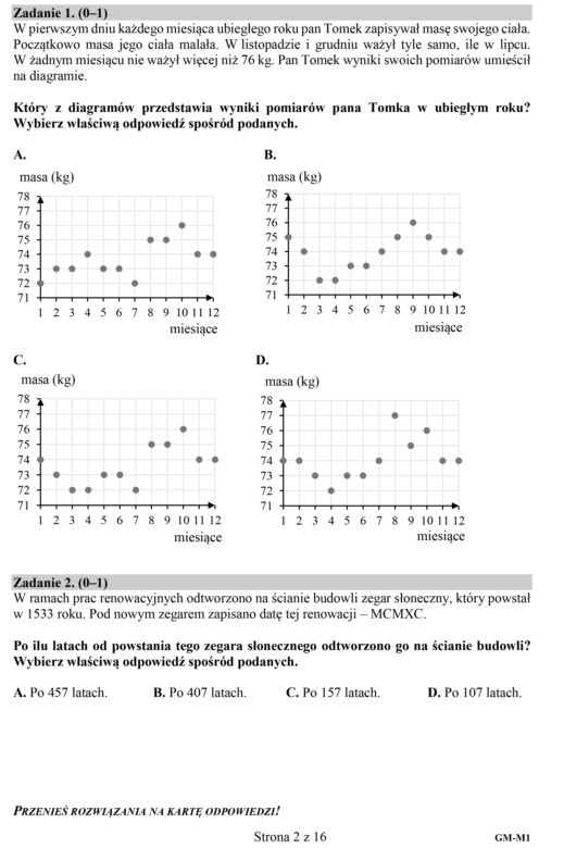 Egzamin gimnazjalny 2018 - część matematyczna