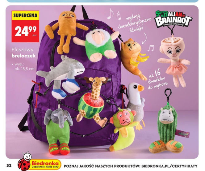 Pluszowy breloczek Skifidol Brainrot, 24,99 zł /szt.