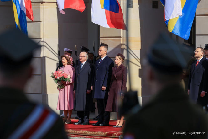 Wizyta szwedzkiej pary królewskiej w Polsce. Powitanie w Pałacu Prezydenckim