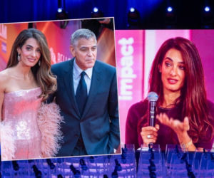 George Clooney nagle wparował na scenę w Poznaniu. Rozległy się piski, a Amal Clooney wspomniała o rozwodzie!
