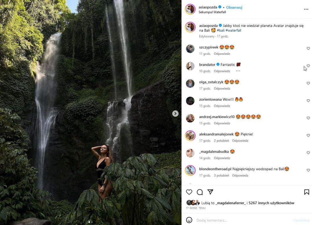 Joanna Opozda zarabia na Bali