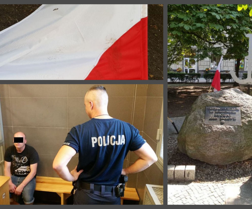 Rzucił psom polską flagę, a następnie ją zadeptał