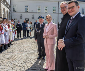 Marta Nawrocka na Niedzieli Palmowej w Pałacu Prezydenckim