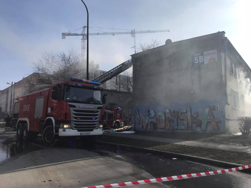 Pożar przy ul. Wrońskiej w Lublinie