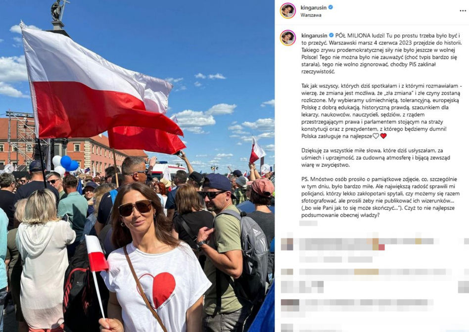 Kinga Rusin na Marszu 4 czerwca. Policja prosiła ją o zdjęcia