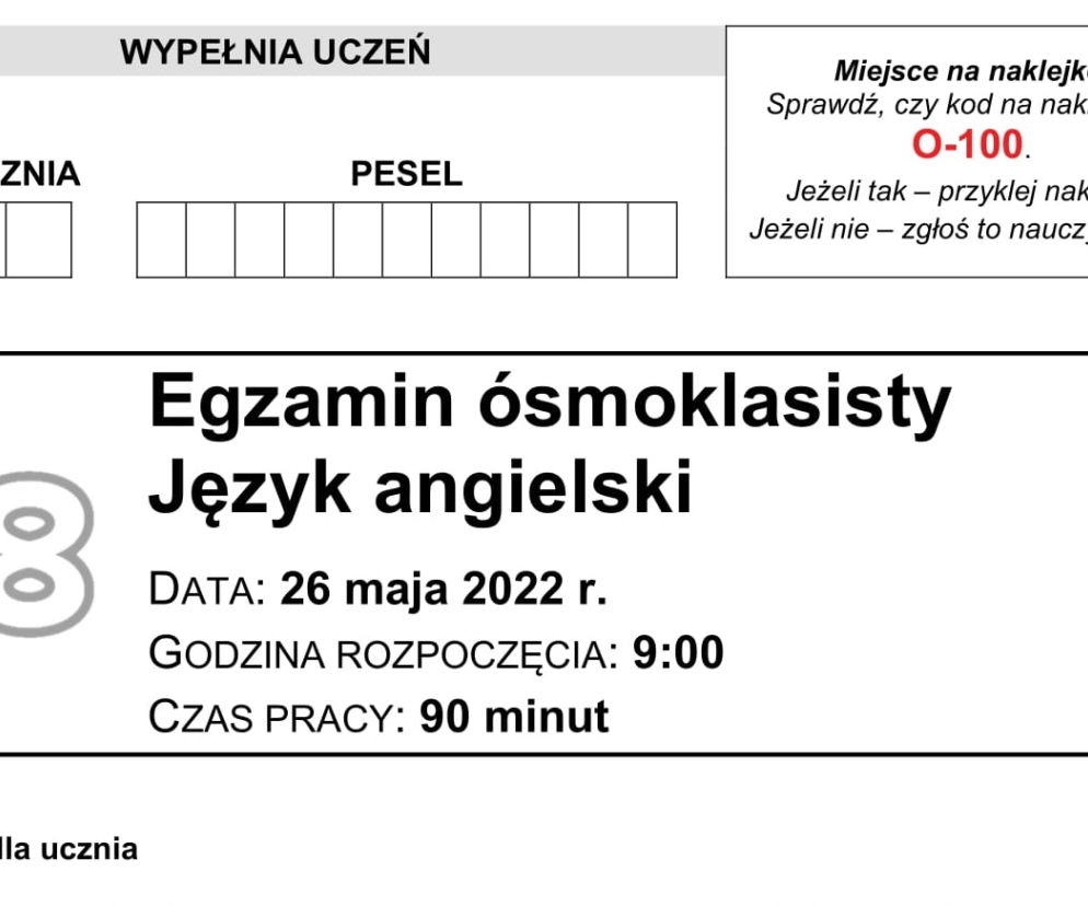 Egzamin ósmoklasisty 2022 - język angielski. Arkusz, zadania, transkrypcja