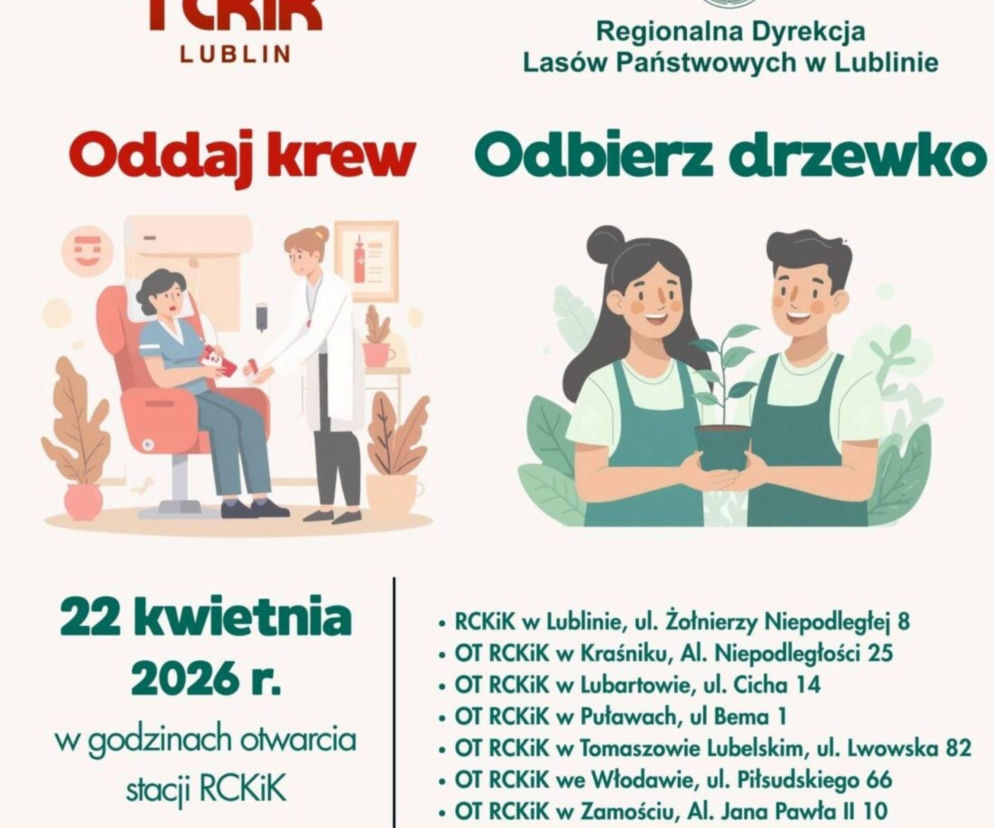 Lubelskie - sadzonki drzew dla krwiodawców