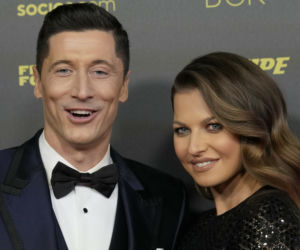 Robert Lewandowski i Anna Lewandowska na gali Złota Piłka 2021