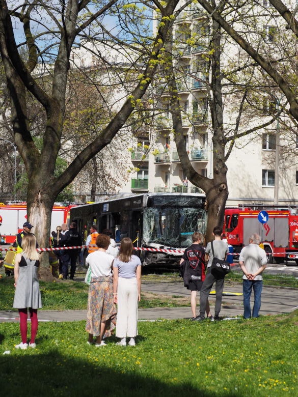 Autobus miejski wbił się w drzewo! Kilkanaście osób rannych