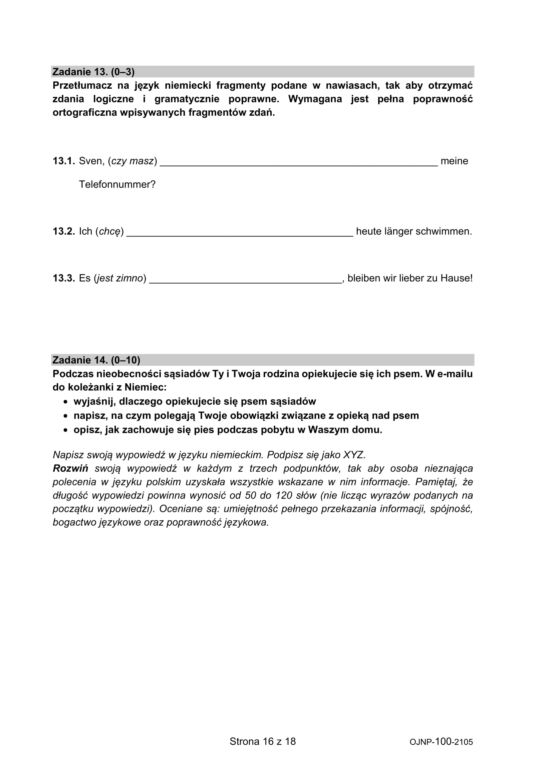 Egzamin ósmoklasisty 2021: niemiecki. Arkusze CKE [27.05.2021]