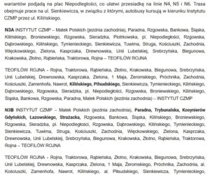 Trasy nocnych autobusów po zmianach