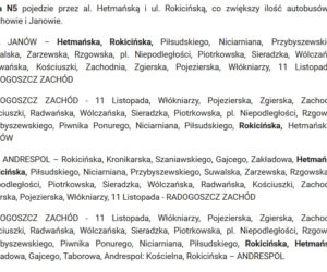 Trasy nocnych autobusów po zmianach