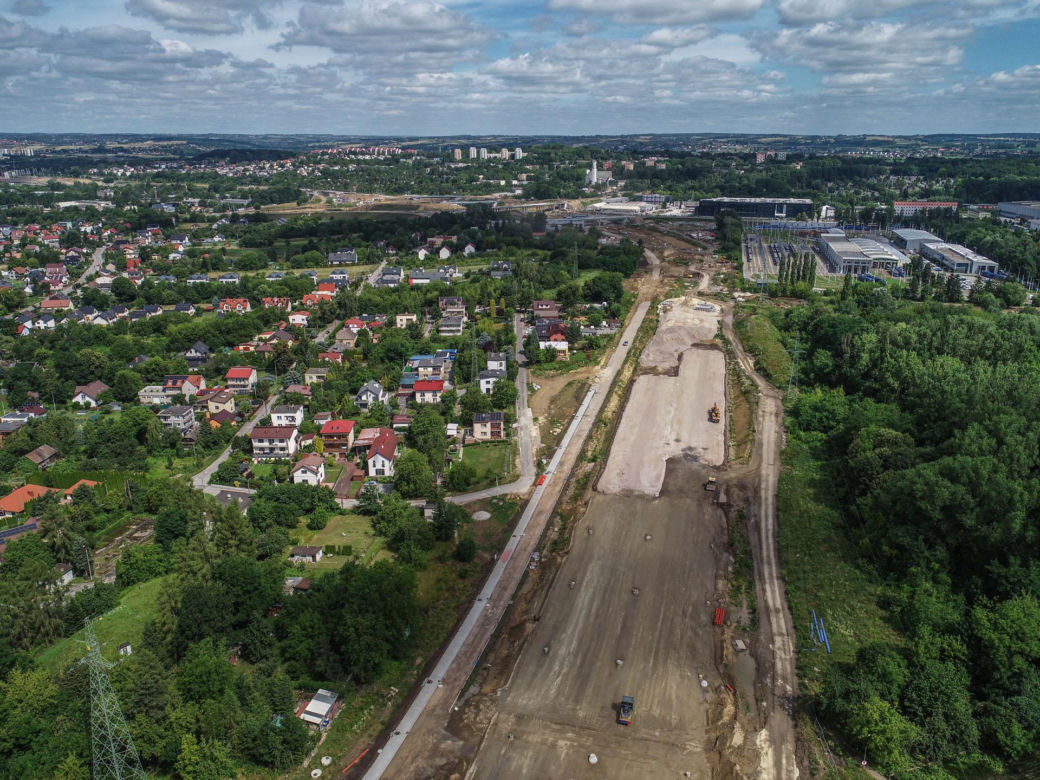 Zdjęcia z placu budowy S7 Kraków - Widoma, czerwiec 2024