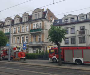 Duże zadymienie na ulicy Legionów w Grudziądzu. Prawdopodobnie przez pożar w kominie