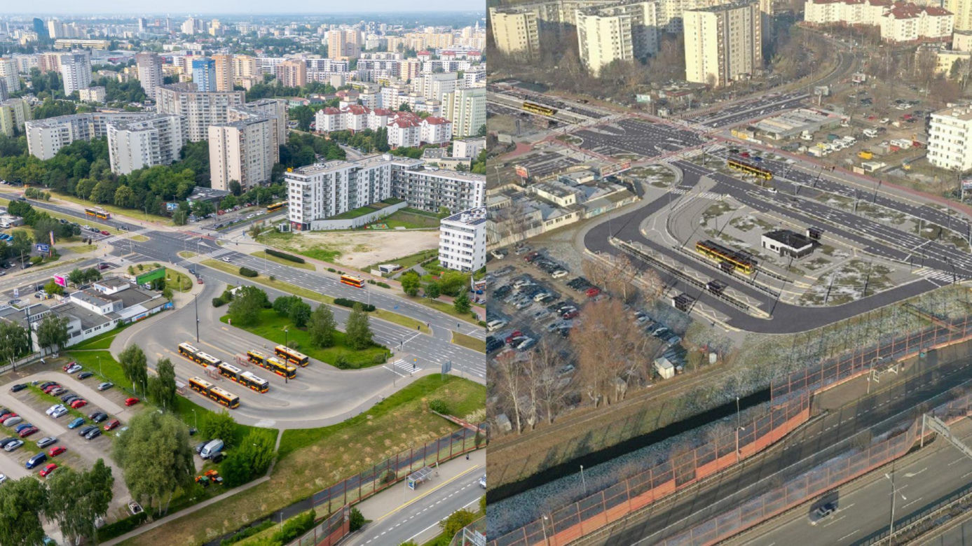 Pętla Gocław przed budową tramwaju i po