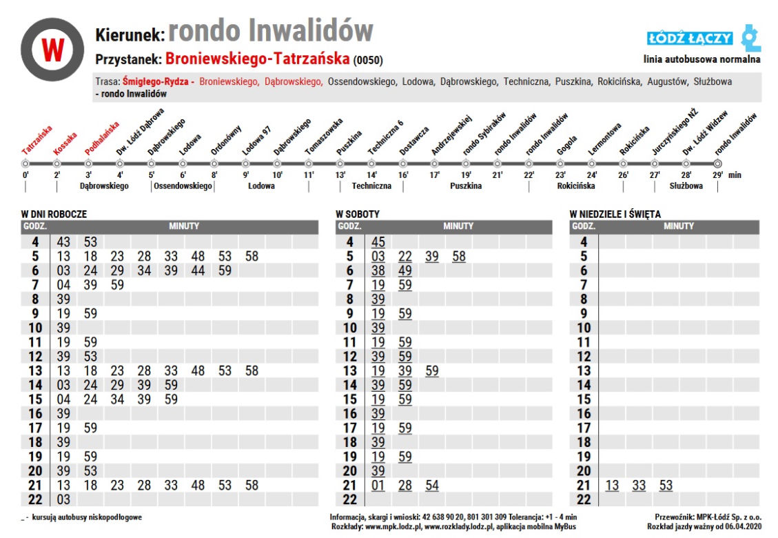 Linia W wydłużona do ronda Broniewskiego