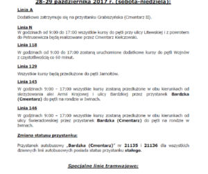 Organizacja komunikacji miejskiej w okresie Wszystkich Świętych