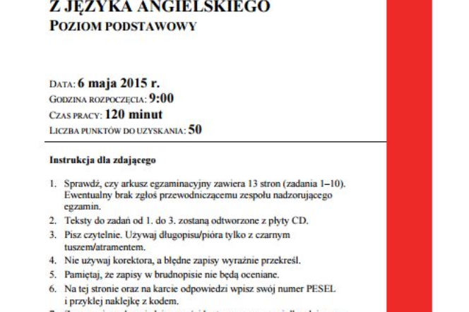 Matura język angielski 2015