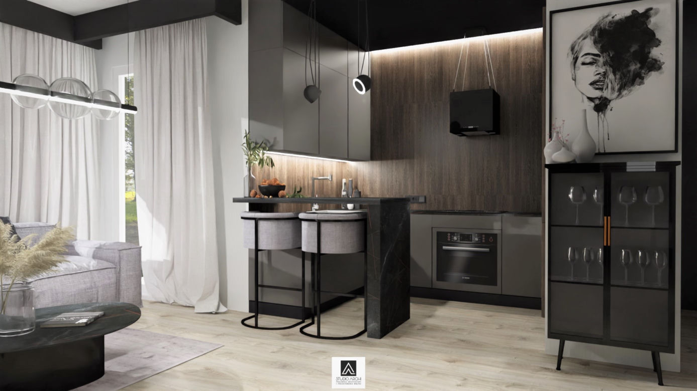 Salon z aneksem kuchennym po metamorfozie