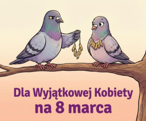 Gołębie z naszyjnikiem z makaronu na Dzień Kobiet