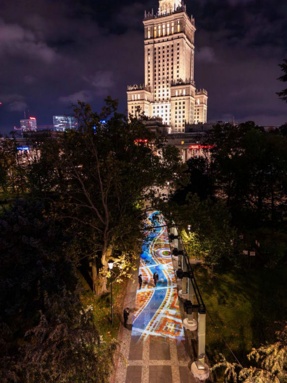 Iluminacja w Parku Świętokrzyskim. Wygląda pięknie
