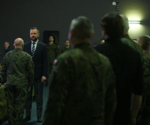 Szef MON Władysław Kosiniak-Kamysz podczas konferencji Szpejowisko 2.0 w siedzibie Dowództwa Wojsk Obrony Terytorialnej w Zegrzu