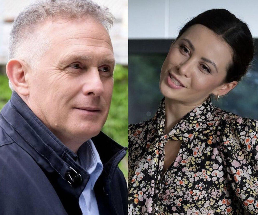 Robert Moskwa (Artur Rogowski) w granatowej kurtce i Dominika Sakowicz (Joanna Dobrzańska) w kwiecistej bluzce. Zdjęcie ilustruje wspólny wyjazd bohaterów serialu „M jak miłość”, który może doprowadzić do romansu. Więcej o tym odcinku przeczytasz na Super Seriale.