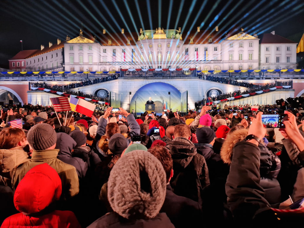 Wystąpienie Joe Bidena w Arkadach Kubickiego w Warszawie