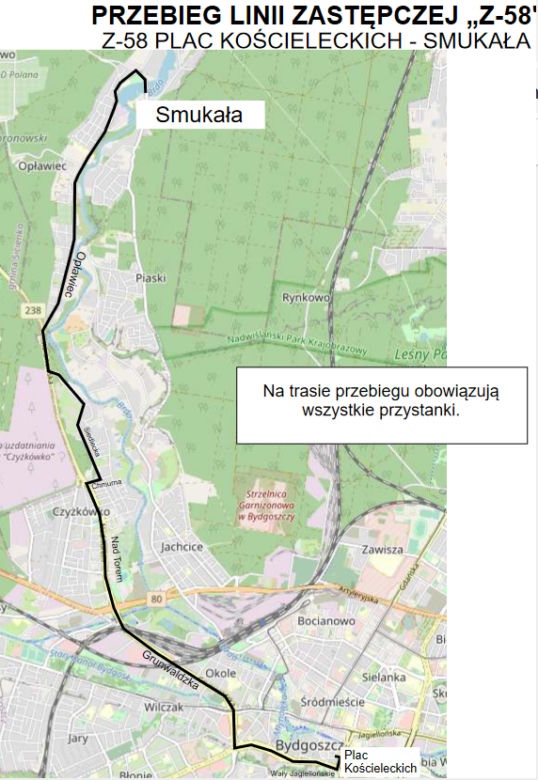 Jak jeżdżą autobusy zastępcze w Bydgoszczy?