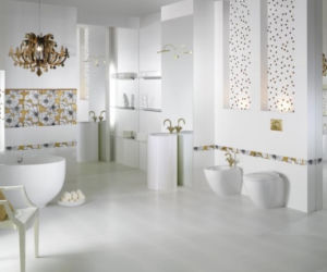 Elegancka satynowa biel w królewskiej łazience