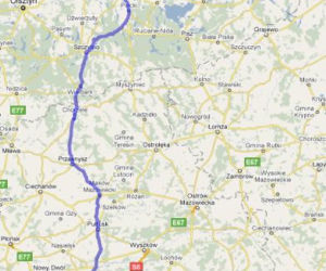 Trasa 57 Warszawa-Giżycko - mapka