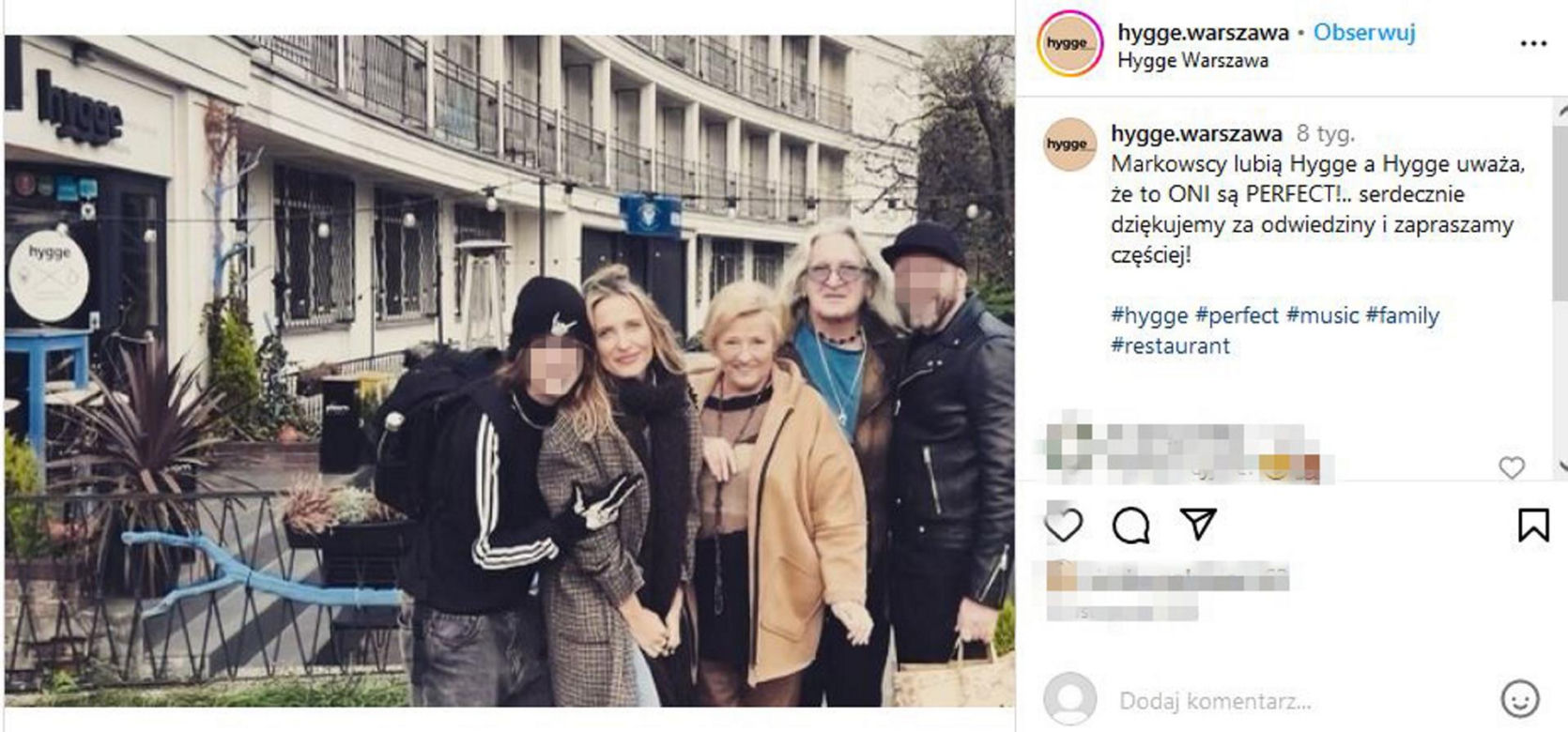 Patrycja Markowska z synem, nowym partnerem, ojcem Grzegorzem Markowskim i matką, Krystyną Markowską
