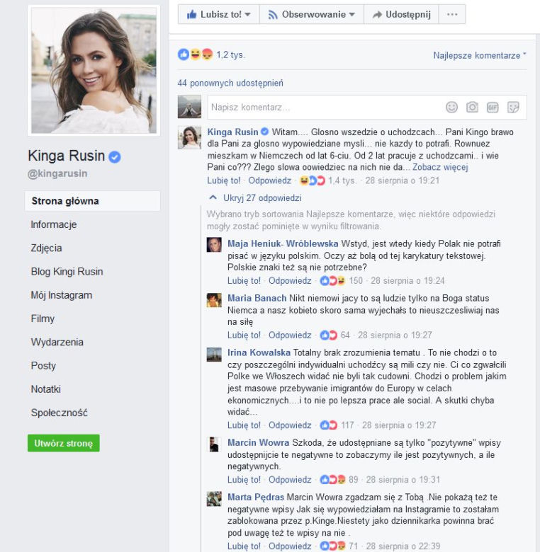 Kinga Rusin zaliczyła wpadkę na Facebooku