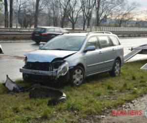 Kolizja potem wypadek z udziałem radiowozu na Wisłostradzie
