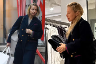 Katarzyna Warnke bez makijażu i bez.... uśmiechu. Za to z torbami za fortunę na świątecznych zakupach